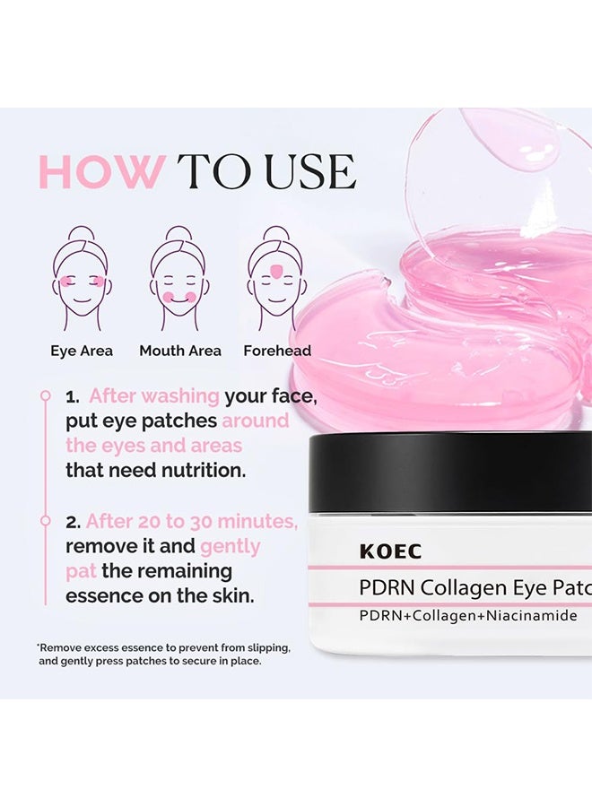 ك أو إي سي رقعة عين بالكولاجين PDRN، رقع تحت العين للعيون المنتفخة والهالات السوداء، قناع للعين بالكولاجين المحلل والنياسيناميد، 60 قطعة - Image 5