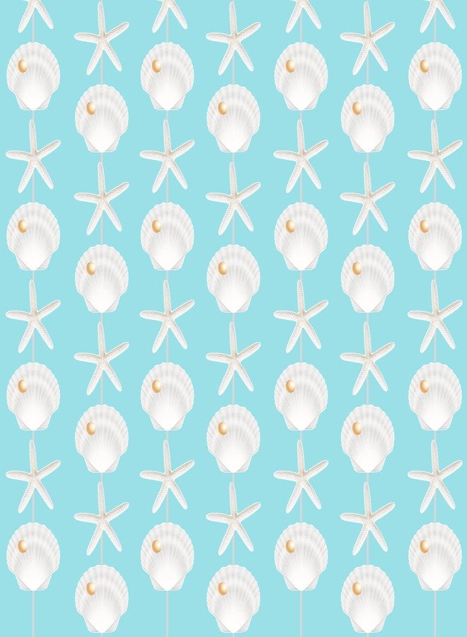 umoni Beach Seashell Starfish Garlands 8PCS Coastal Nautical Decorations Ocean Seashell Starfish Paper Pre-strung Garland Banner Birthday Party Decor for Mermaid Theme Baby Shower Wedding Supplies - Image 1