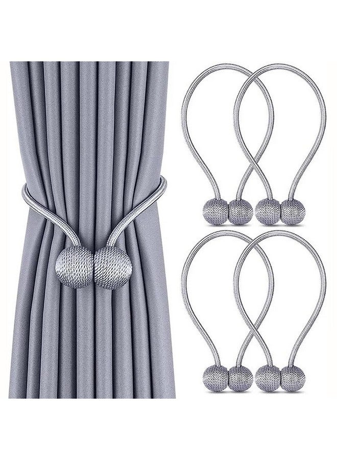HASTHIP® Magnetic Curtain Tiebacks Curtain Clips Rope Holdbacks Curtain Weaving Holder Buckles for Home Office Decoration, Pack of 4, Grey - Image 1
