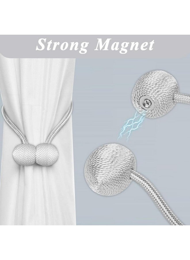 HASTHIP® Magnetic Curtain Tiebacks Curtain Clips Rope Holdbacks Curtain Weaving Holder Buckles for Home Office Decoration, Pack of 4, Grey - Image 4