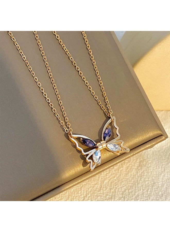 Goolsky Zircon Hollow Butterfly Magnet Necklace for Couples & Besties – Matching Pendant Jewelry, Hollow Butterfly Zircon Accents Magnet Design, Adjustable Chain, Couples Friends Matching Gift - Image 4