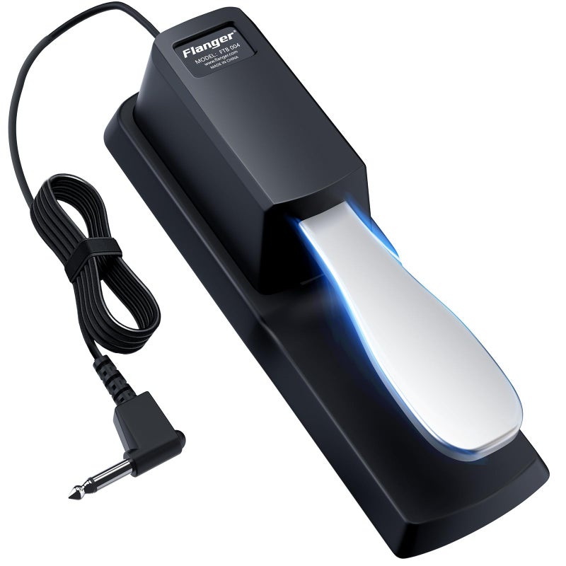 Flanger Sustain Pedal Universal Foot Damper for Digital Electronic Piano Keyboard, Flanger(Carbon Black, FTB-004) - Image 1
