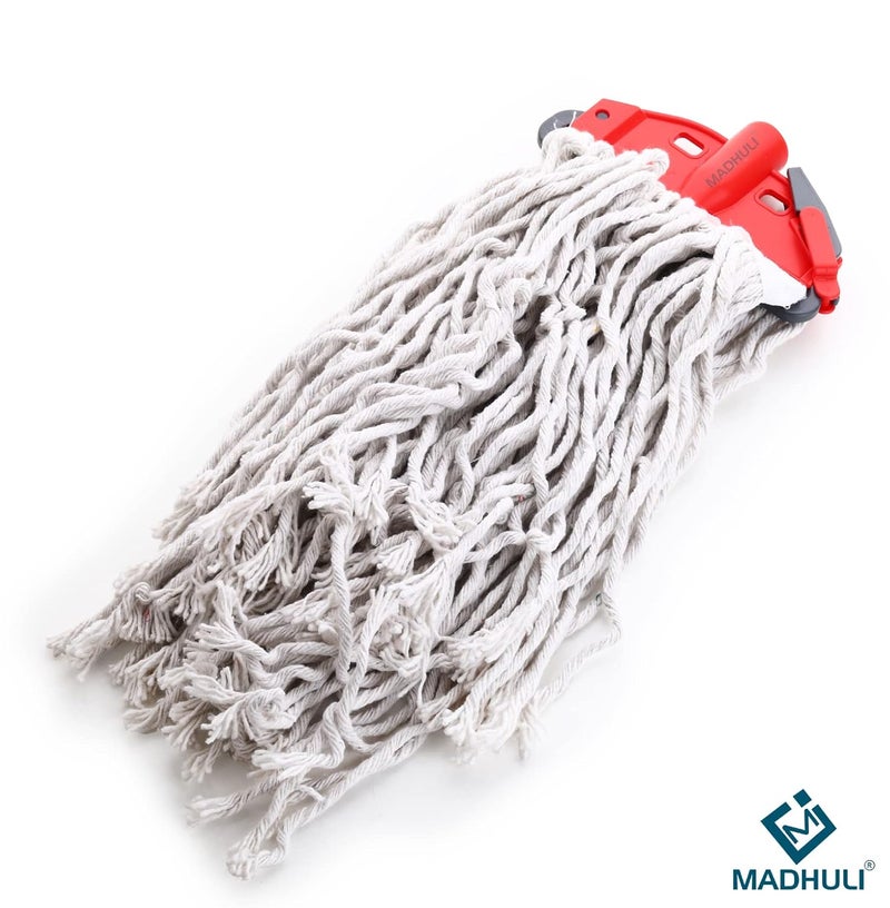 MADHULI Madhuli Clip N Fit Premium Bleached Cotton Floor Mop with 4ft Long Adjustable HeavyDuty Stainless Steel Telescopic Rod Special Clip Mechanism for Floor Cleaning Super Absorbent Cotton Threads - Image 2