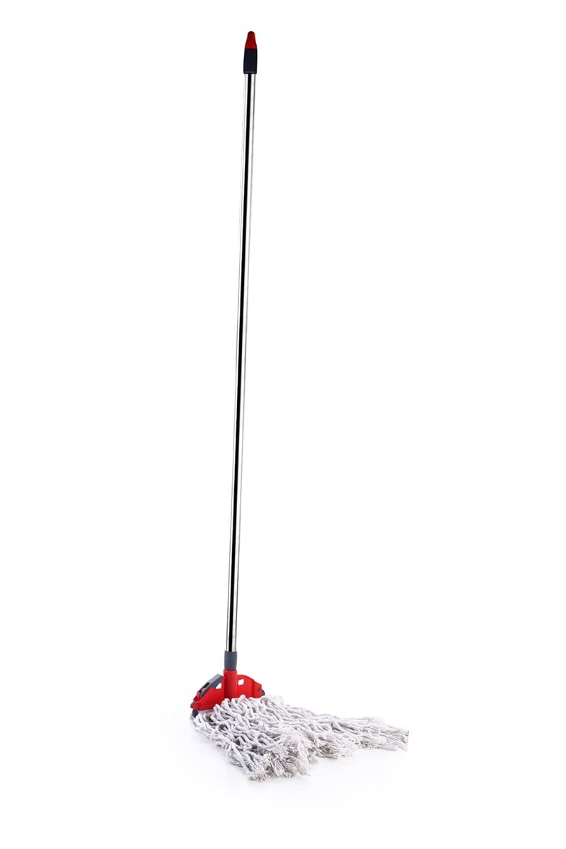 MADHULI Madhuli Clip N Fit Premium Bleached Cotton Floor Mop with 4ft Long Adjustable HeavyDuty Stainless Steel Telescopic Rod Special Clip Mechanism for Floor Cleaning Super Absorbent Cotton Threads - Image 1