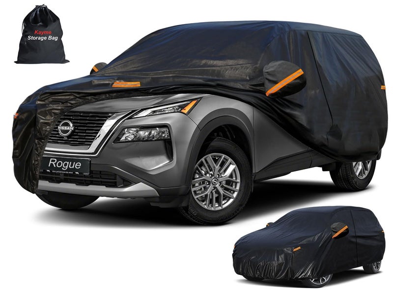 Kayme 7 Layers SUV Car Cover Custom Fit for Nissan Rogue 20072025 Waterproof All Weather for Automobiles Outdoor Full Cover Rain Sun UV ProtectionBlack