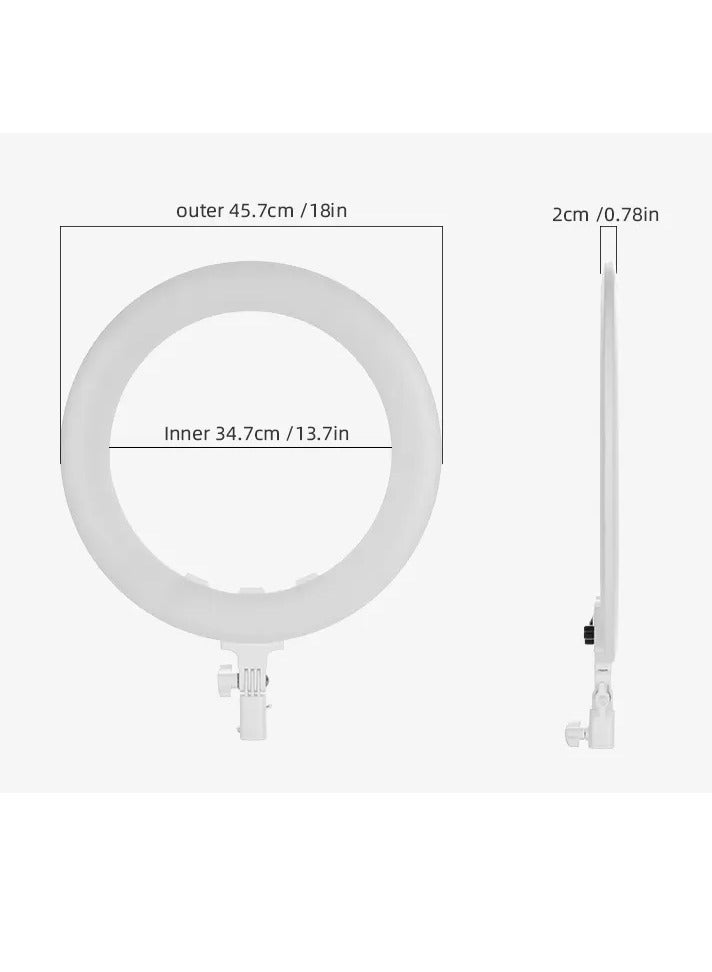 CRI97 Professional Ringlight Kit 55W Size 18 inch Photo Studio Beauty Phone Photography LED Ring Light Dimmable 3200K-5600K with Tripod Stand Remote and Battery Slot Plate For Selfie Makeup live streaming - Image 5
