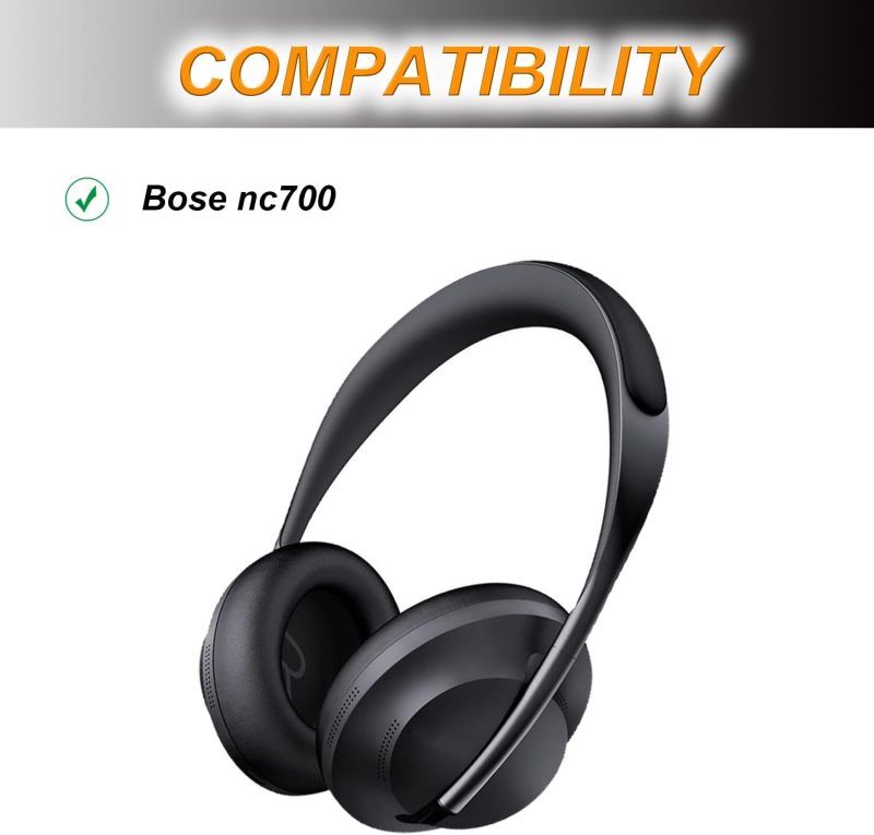 أطقس الأذن المتعوض: جلد خروف فاخر أسود، يناسب بدقة أجهزة Bose 700/NC700 - تصميم قابل للارتداء بدون أدوات، ختم صوتي مضاد للضوضاء للاستخدام المطول في الألعاب، السفر والاستخدام اليومي - Image 4