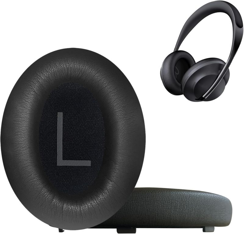 أطقس الأذن المتعوض: جلد خروف فاخر أسود، يناسب بدقة أجهزة Bose 700/NC700 - تصميم قابل للارتداء بدون أدوات، ختم صوتي مضاد للضوضاء للاستخدام المطول في الألعاب، السفر والاستخدام اليومي - Image 1