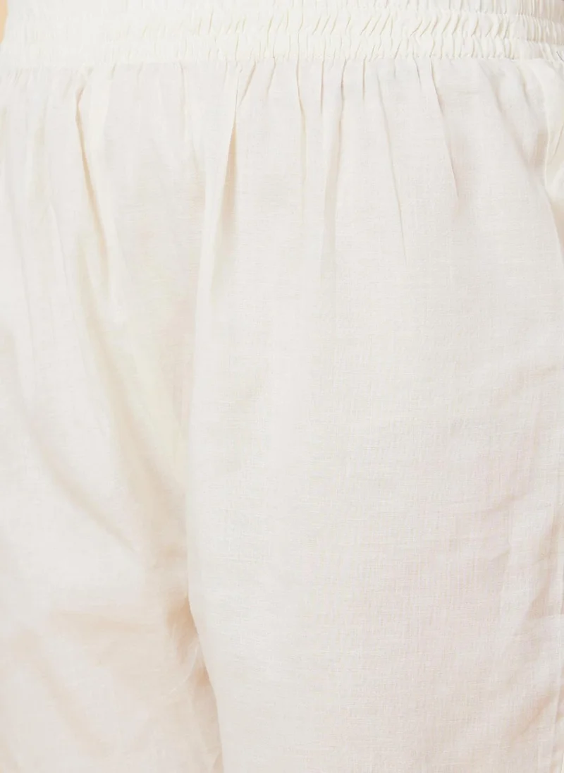 جلو باص جلوبس سنيكرز نسائي أبيض بطبعة زهور وعمل مرآة قطن خالص أناركالي كورتا وبنطلون مع دوباتا