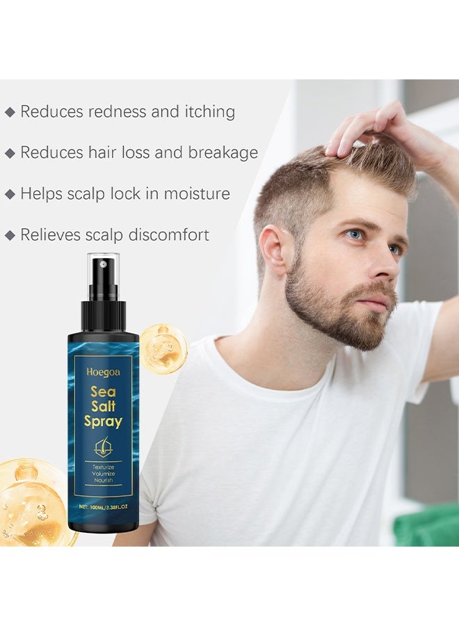 HOEGOA Sea Salt Spray For Hair, Sea Salt Hair Spray with Aloe Vera And Red Algae Extract, Regulates Oil Secretion And Keeps The Scalp Fresh, Beach Hair Spray, 100ml/3.38fl oz - Image 2