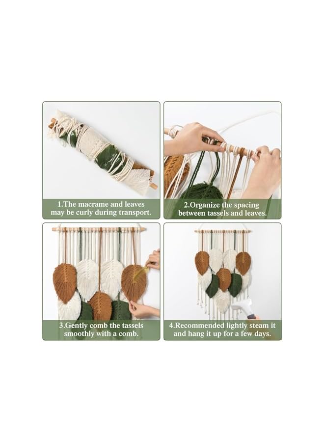 The Bros تعليق جداري، ديكور منزلي بوهيمي، سجادة ماكرامي بأوراق بوهيمية، زينة منسوجة بوهيمية لغرفة النوم، غرفة المعيشة، الشقة، السكن الجامعي، المعرض، أفكار هدايا يدوية مثالية (10) - Image 4