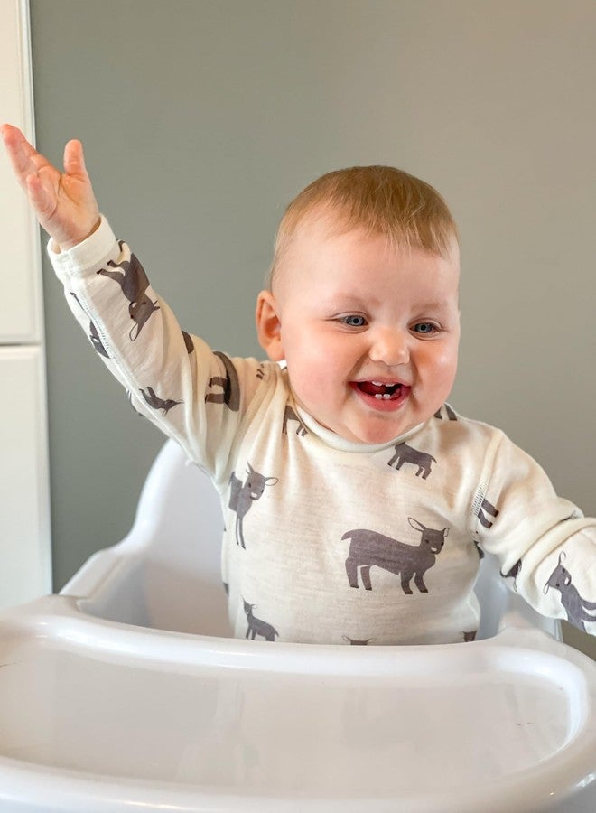 SAFA - Merino Wool Onesie for Baby and Toddler - Long Sleeve Bodysuit (Sheep) (White Sheep, 80) - Image 3