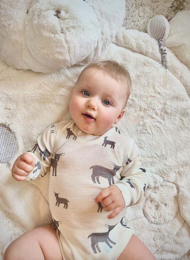 SAFA - Merino Wool Onesie for Baby and Toddler - Long Sleeve Bodysuit (Sheep) (White Sheep, 80) - Image 2
