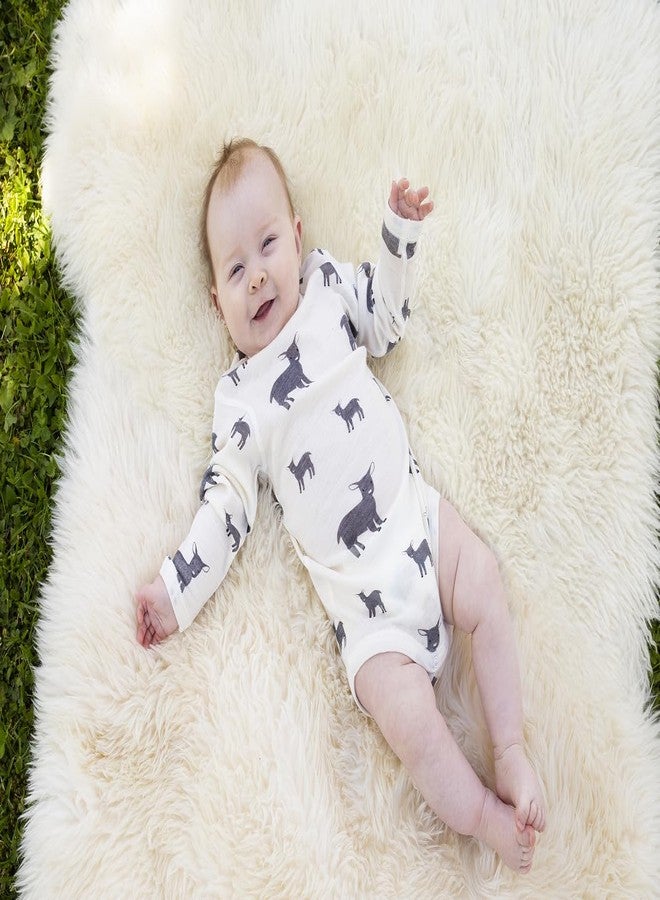 SAFA - Merino Wool Onesie for Baby and Toddler - Long Sleeve Bodysuit (Sheep) (White Sheep, 80) - Image 4