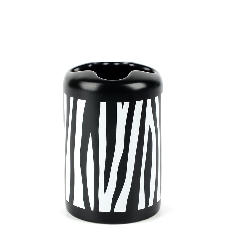 WPM WORLD PRODUCTS MART WPM 4 Piece Ceramic Bathroom Accessories Set - Zebra Print - Our Complete Bath Decor Kit Includes Designer Soap or Lotion Dispenser - Toothbrush Holder - Tumbler - Soap Dish - Image 4