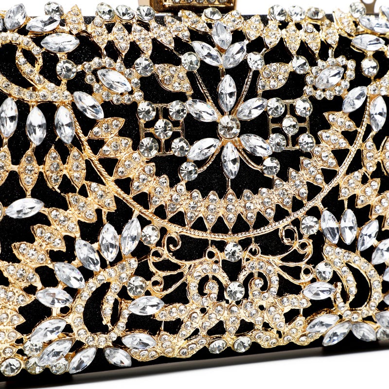 Covelin Women's Rhinestone Decorated Evening Bag, Tote Shoulder Crossbody Handbag with Chain Pure Silver - Image 5