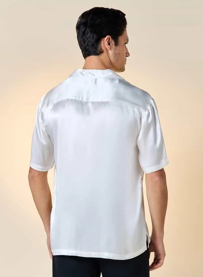 Iconic Iconic Regular Fit Shirt with Camp Collar and Short Sleeves