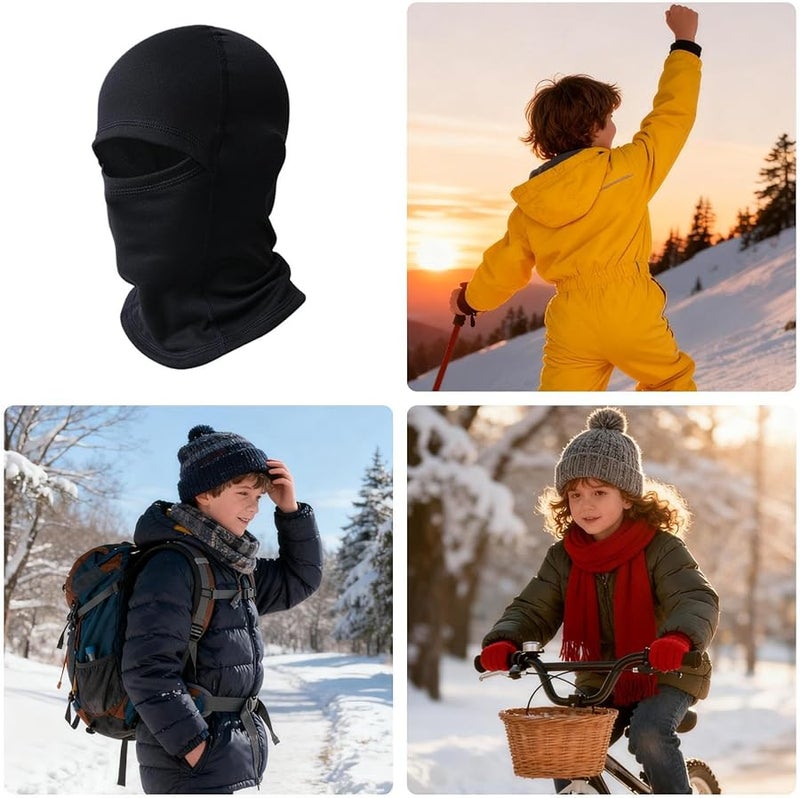 بلاك كيدز فيس كوفر وارمر لفصل الشتاء للوجه، قناع للرقبة قابل للتنفس للتزلج وركوب الدراجات للأولاد والبنات - Image 4
