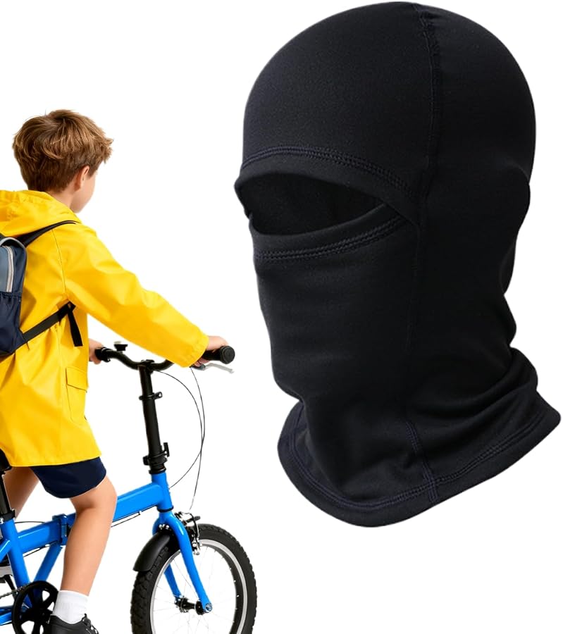 بلاك كيدز فيس كوفر وارمر لفصل الشتاء للوجه، قناع للرقبة قابل للتنفس للتزلج وركوب الدراجات للأولاد والبنات - Image 1