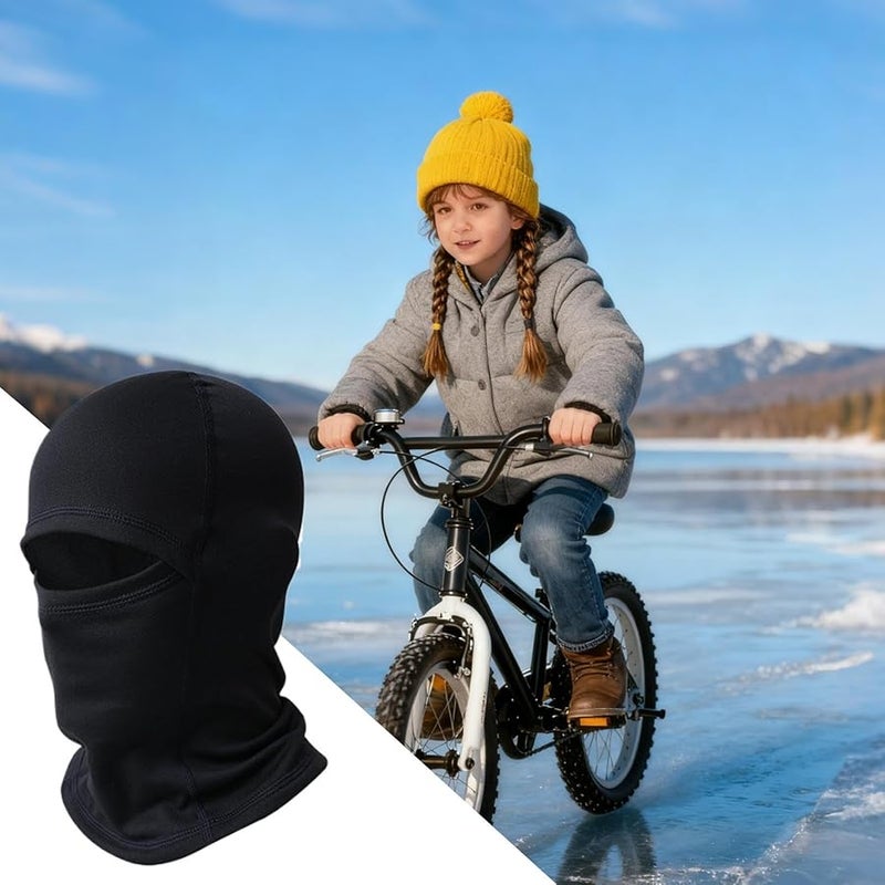 بلاك كيدز فيس كوفر وارمر لفصل الشتاء للوجه، قناع للرقبة قابل للتنفس للتزلج وركوب الدراجات للأولاد والبنات - Image 3