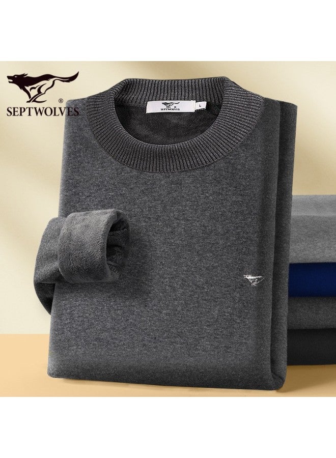 Septwolves Men's Thermal Underwear Set For Autumn And Winter, With Fleece Lining, Thickened High Neck, Windproof And Cold-resistant, Neck Protection Set For Middle-aged And Elderly - Image 5