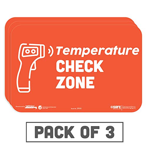 tabbies BeSafe Messaging"Temperature Check Zone", 3-Pack 9"x6", Bright Bold Orange, Repositionable Educational Safety Signs, Perfect for Most Surfaces: Glass, Metal, Painted Surfaces (29510) - Image 2