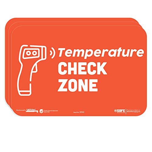 tabbies BeSafe Messaging"Temperature Check Zone", 3-Pack 9"x6", Bright Bold Orange, Repositionable Educational Safety Signs, Perfect for Most Surfaces: Glass, Metal, Painted Surfaces (29510) - Image 1