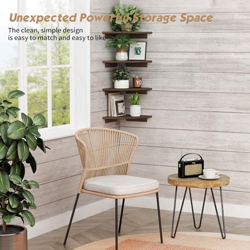 Forbena Large Corner Floating Shelves for Wall Set of 4 12 Inch Deep Wall Mounted Corner Shelves for Bedroom Livining Room Farmhouse Hanging Bookshelf Bookshelves Rustic Brown - Image 3