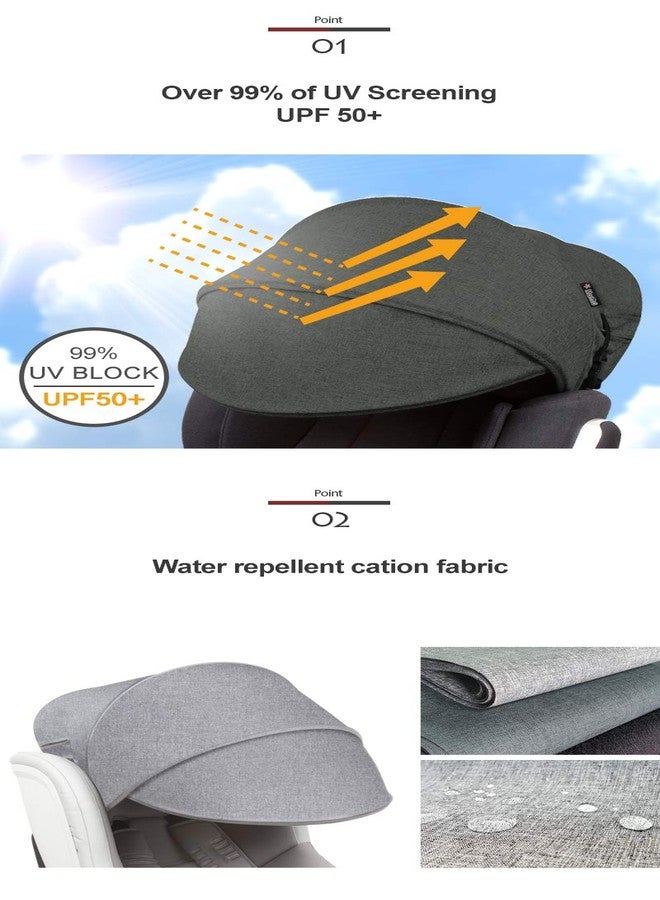 Manito Sun Shade Extender/Auxiliary Canopy for Car Seat (Black Grey) - Image 2