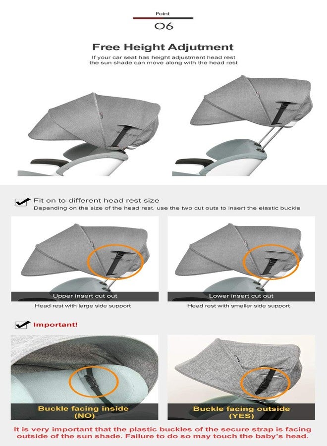 Manito Sun Shade Extender/Auxiliary Canopy for Car Seat (Black Grey) - Image 5
