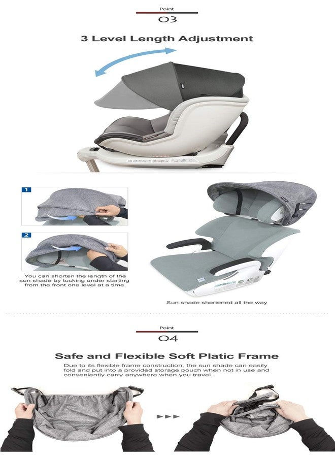 Manito Sun Shade Extender/Auxiliary Canopy for Car Seat (Black Grey) - Image 3