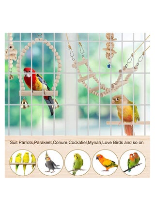 9 Packs Bird Parrot Swing Toys, Chewing Standing Hanging Perch Hammock Climbing Ladder Bird Cage Toys for Budgerigar, Parakeet, Conure, Cockatiel, Mynah, Love Birds, Finches and Other Small to Medium - view 4