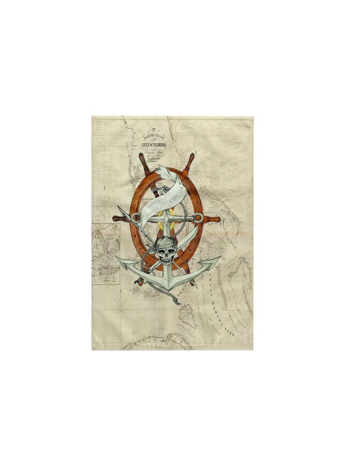 3DROSE 3D Rose Print of Vintage Florida Chart with Pirate Wheel TWL_204870_1 Towel, 15" x 22", Multicolor - Image 1
