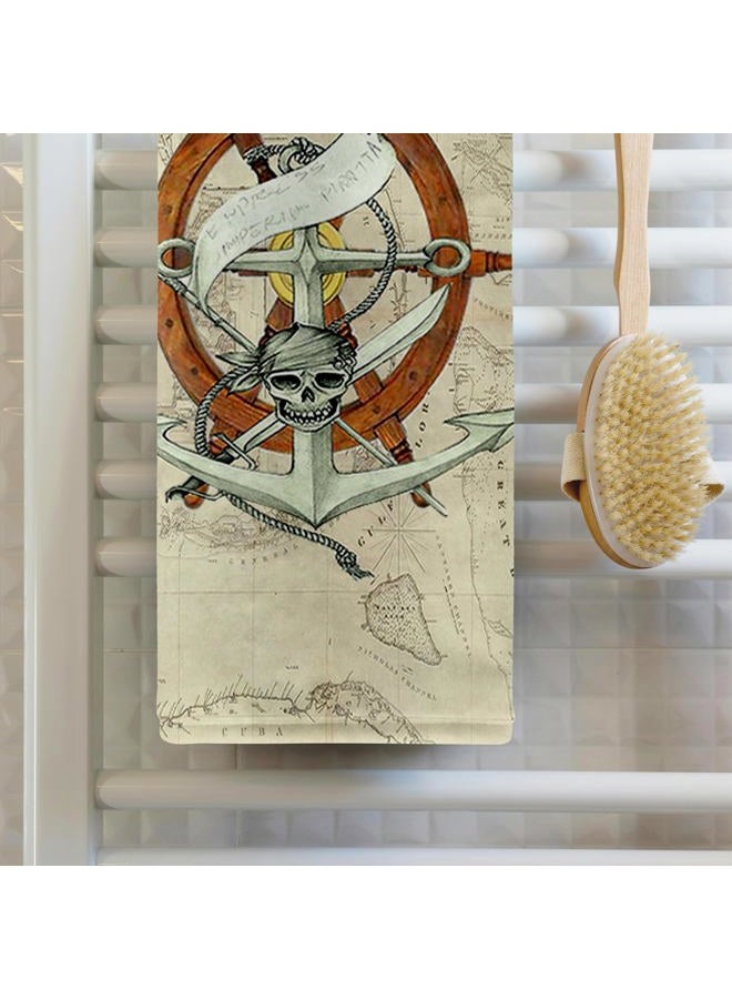 3DROSE 3D Rose Print of Vintage Florida Chart with Pirate Wheel TWL_204870_1 Towel, 15" x 22", Multicolor - Image 2