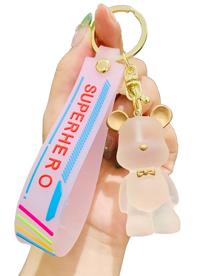 Generic SYOSI Pink Bear Keychains, 1Pcs Key Chain Bear Accessories for Women Girls, Key Ring for Car Keys, Handbags, Backpack, Wallet, Cute Keychain Bracelets  - Image 1