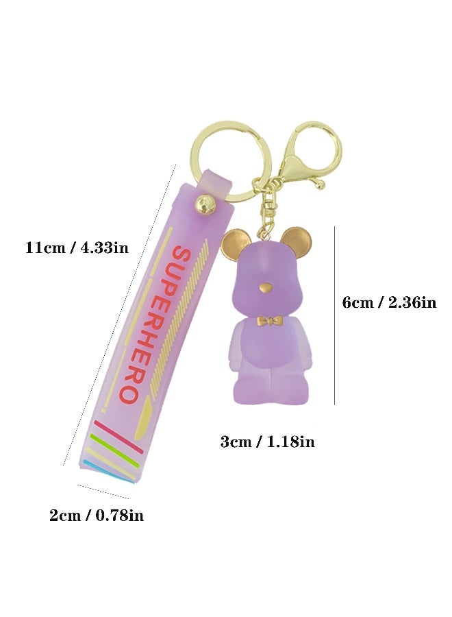 Generic SYOSI Pink Bear Keychains, 1Pcs Key Chain Bear Accessories for Women Girls, Key Ring for Car Keys, Handbags, Backpack, Wallet, Cute Keychain Bracelets  - Image 3