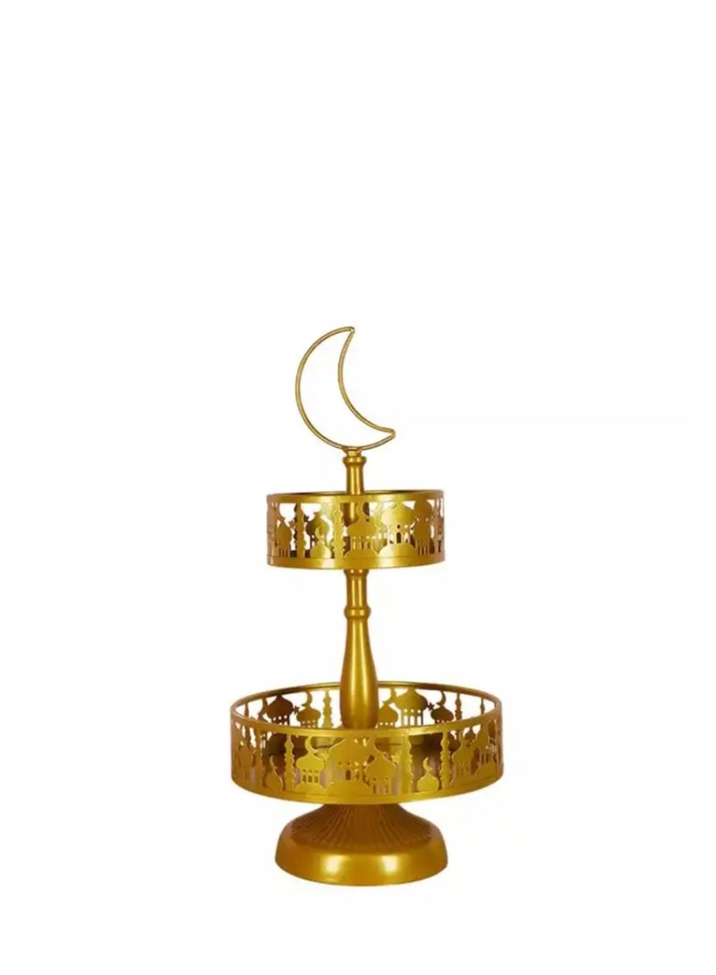 XiuWoo 2 Tier Ramadan Home Decoration Ramadan Tray Set Mubarak Iron Tray Candy Rack Removable Dessert Table Cake Rack Party Supplies - Image 1