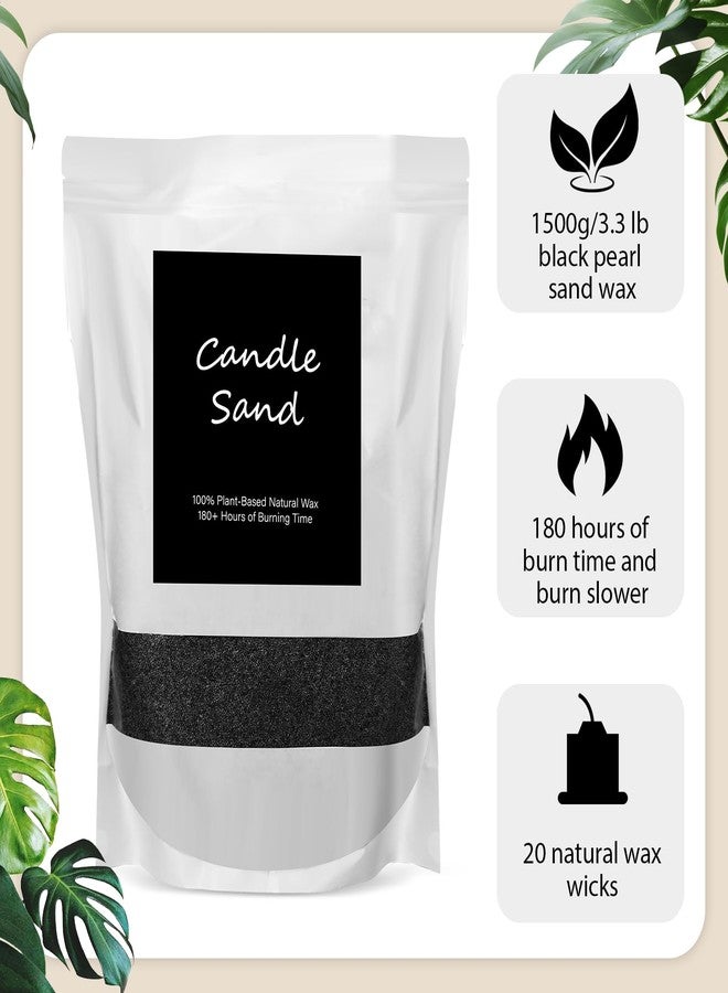 MTLEE Candle Sand 3.3 lb DIY Pearled Candle Making Kit Included 20 Pcs Wicks and Refillable Beaded Wax Sand Beaded Wax Gift with Wicks Self Extinguish for Home Wedding Party Women(Black) - Image 3