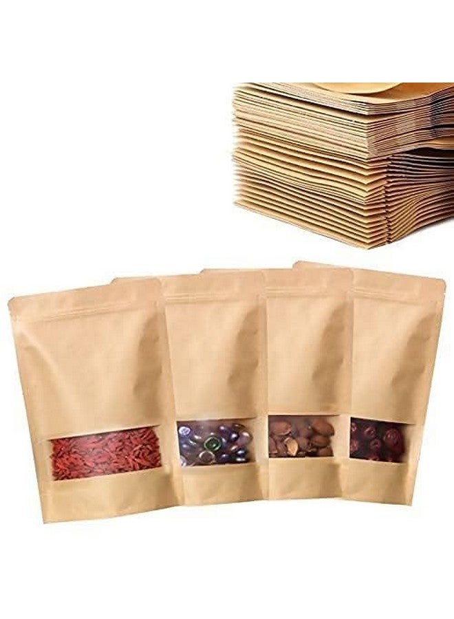 Deera Stand Up Ziplock Reusable Airtight Kraft Paper Storage Pouch (Brown)(140mmX200mm)(Pack of 50) - Image 3
