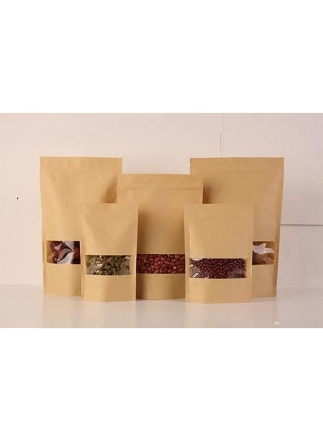 Deera Stand Up Ziplock Reusable Airtight Kraft Paper Storage Pouch (Brown)(140mmX200mm)(Pack of 50) - Image 2