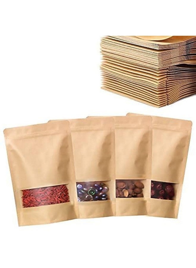Deera Stand Up Ziplock Reusable Airtight Kraft Paper Storage Pouch (Brown)(140mmX200mm)(Pack of 50) - Image 1