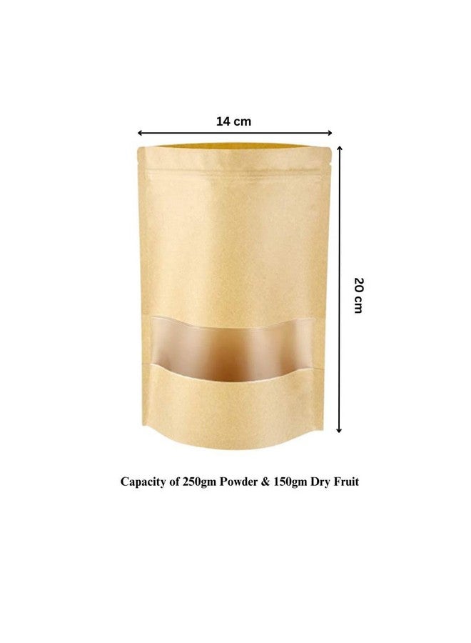 Deera Stand Up Ziplock Reusable Airtight Kraft Paper Storage Pouch (Brown)(140mmX200mm)(Pack of 50) - Image 5