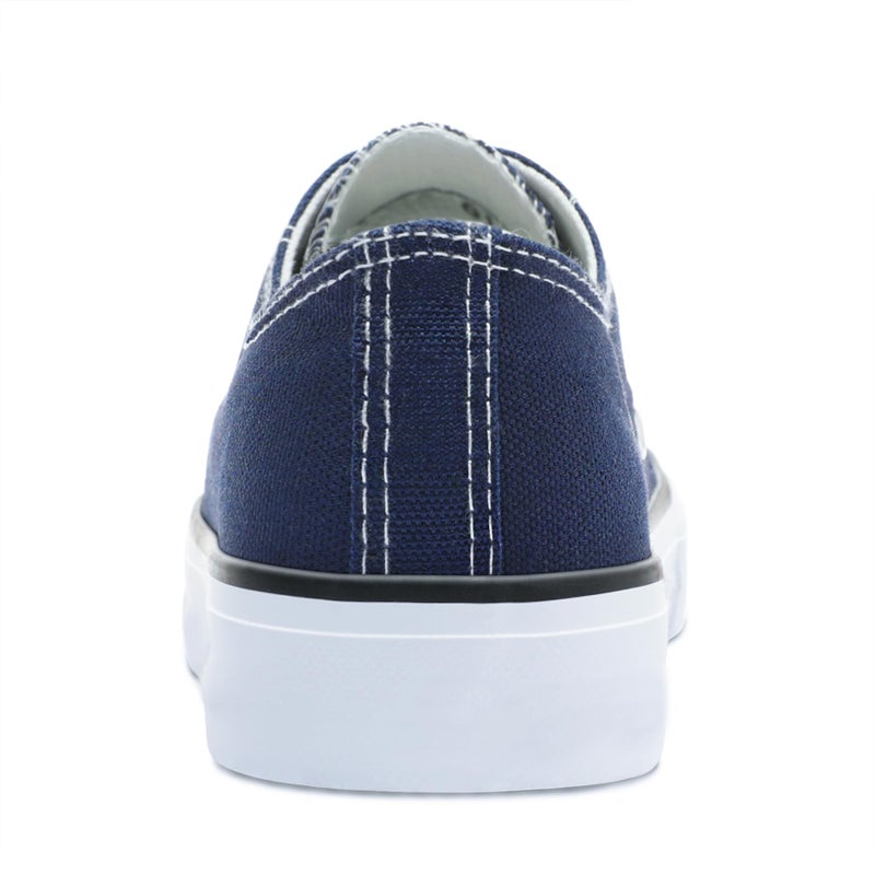 Obtaom Womenâ€™s Navy Canvas Shoes Low Top Fashion Sneakers Slip on Walking Shoe(Navy 5 Women/4.5 Men) - Image 4
