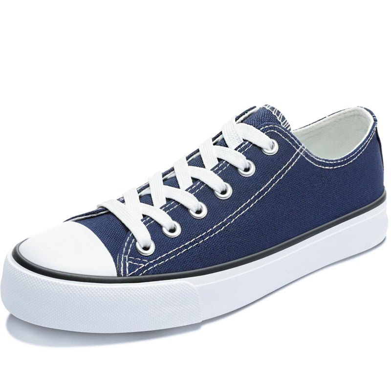 Obtaom Womenâ€™s Navy Canvas Shoes Low Top Fashion Sneakers Slip on Walking Shoe(Navy 5 Women/4.5 Men) - Image 1
