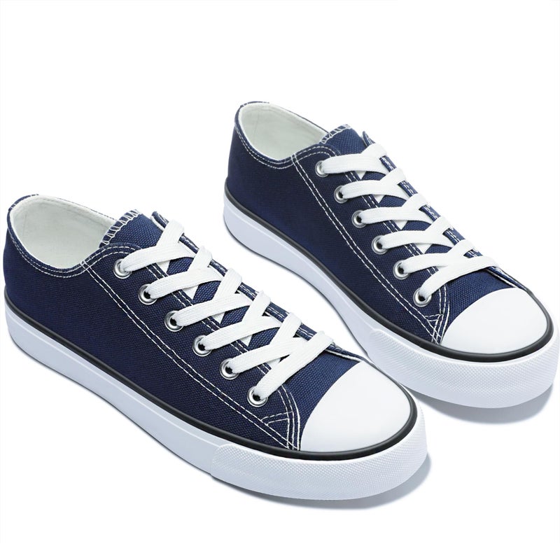 Obtaom Womenâ€™s Navy Canvas Shoes Low Top Fashion Sneakers Slip on Walking Shoe(Navy 5 Women/4.5 Men) - Image 5