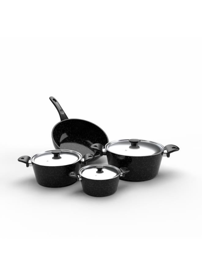 Top Chef granit 7 pieces set ( pot 16 / 22 /26 / wook 28 ) black (Suitable For Induction) - Image 4