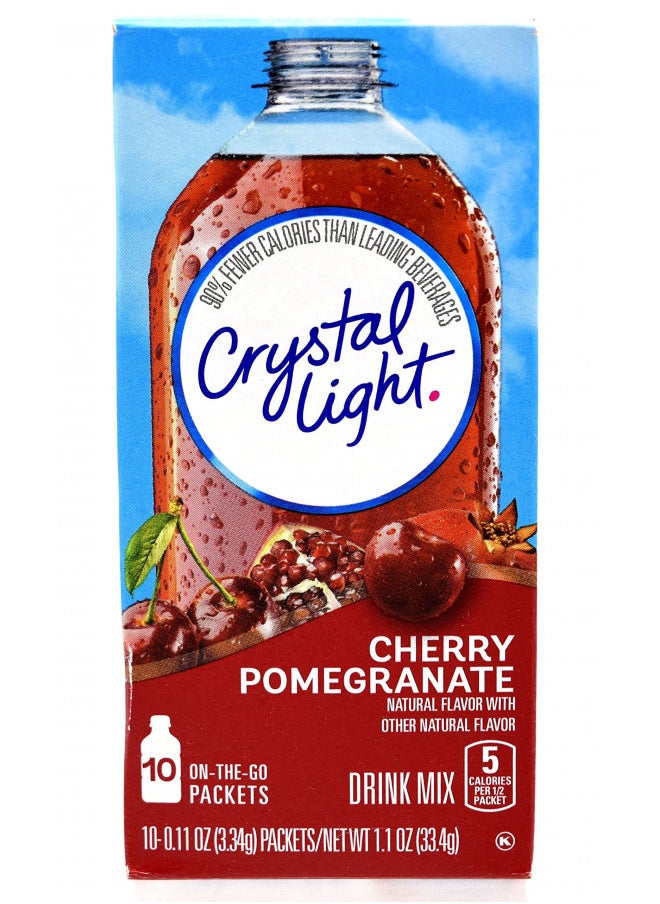 Crystal Light On The Go Cherry Pomegranate Drink Mix, 10-Packet Box (Pack of 9)