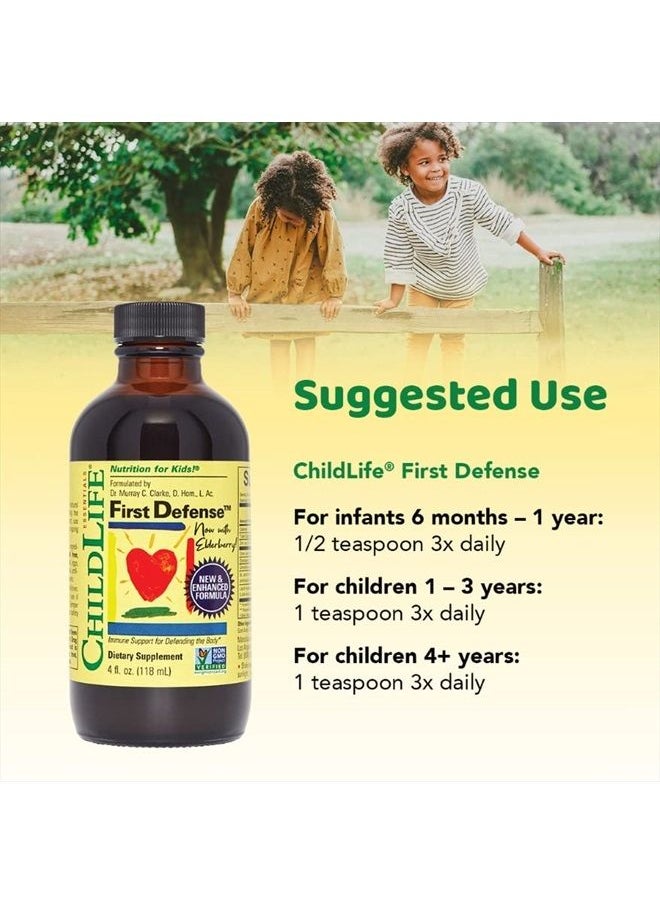 CHILDLIFE ESSENTIALS - First Defense - Kids Immune Support, an Immune Boost Supplement, All-Natural, Gluten-Free, Allergen-Free, Non-GMO - Naturally Flavored, 4 Ounce Bottle (Pack of 3) - Image 1