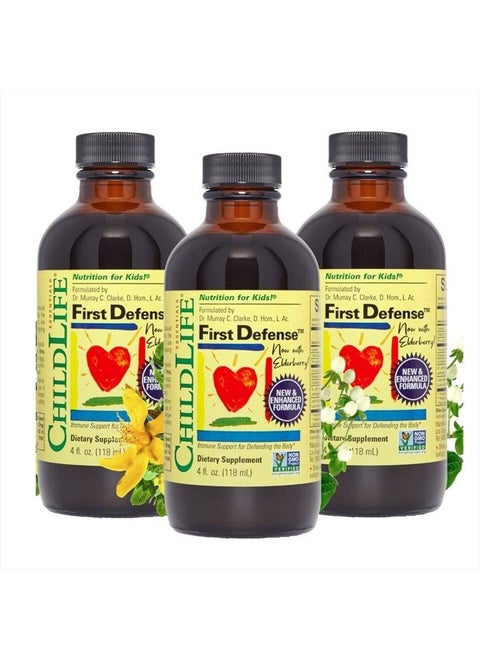 First Defense - Kids Immune Support, an Immune Boost Supplement, All-Natural, Gluten-Free, Allergen-Free, Non-GMO - Naturally Flavored, 4 Ounce Bottle (Pack of 3)