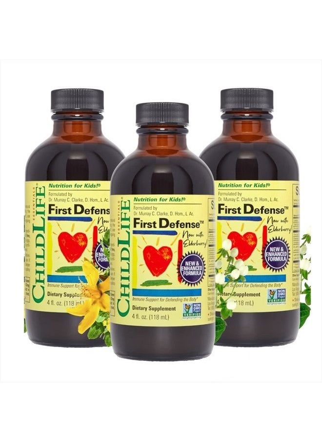 CHILDLIFE ESSENTIALS First Defense - Kids Immune Support, an Immune Boost Supplement, All-Natural, Gluten-Free, Allergen-Free, Non-GMO - Naturally Flavored, 4 Ounce Bottle (Pack of 3)  - Image 1